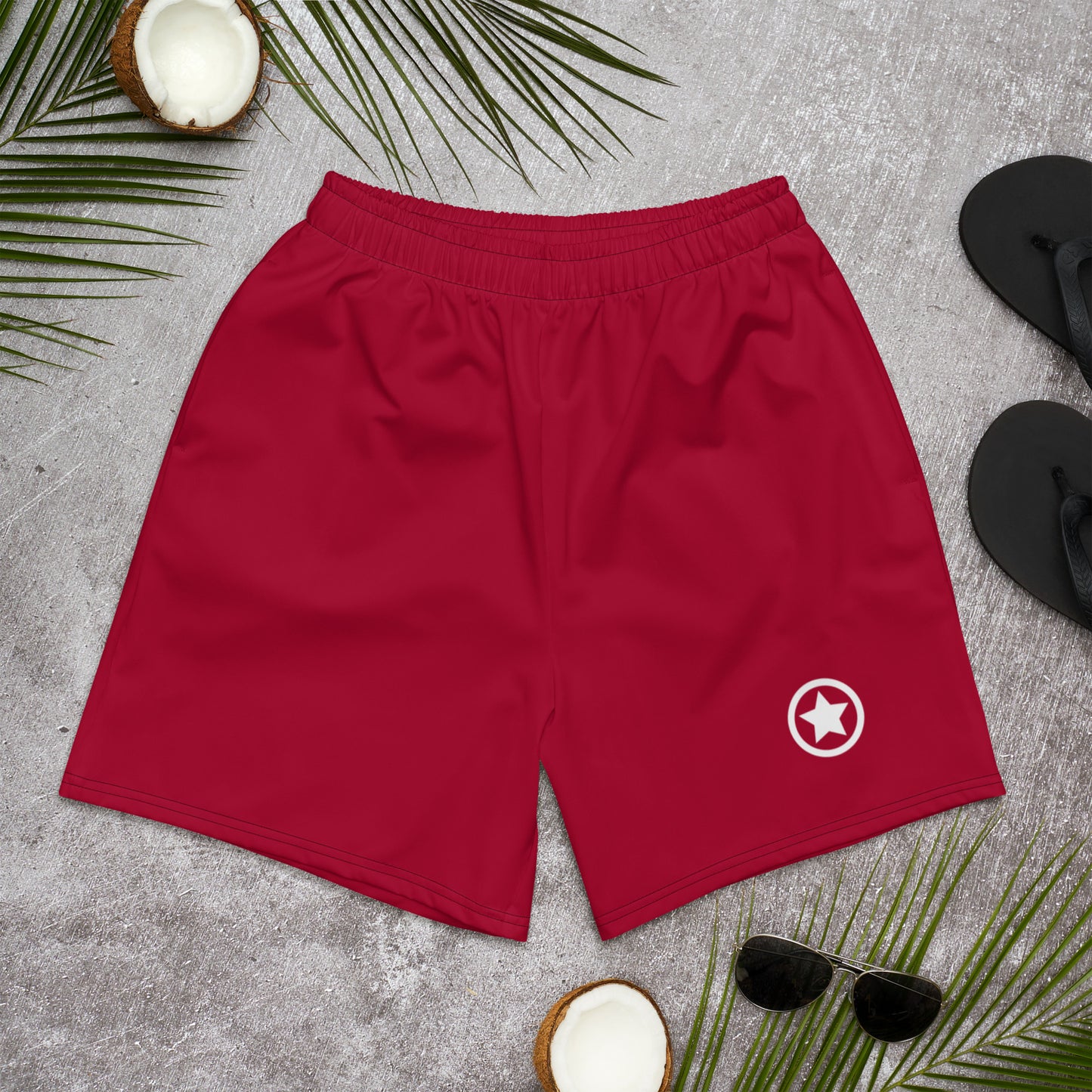 Mens LuxeStride Solid Red Shorts